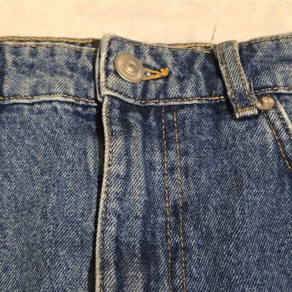 "H&M" Denim jeans skirt with handmade crochet decoration. Size 8 - Picture 6 of 16